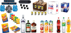 Zestaw na wieczór kawalerski  dla 6 osób czarno- niebieski 