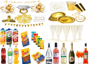 Zestaw na wieczór Panieński-  złoty dla 6 osób