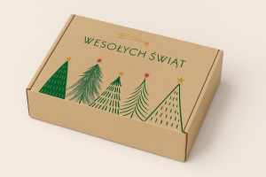 Pudełko Świąteczne Choinki Wesołych Świąt